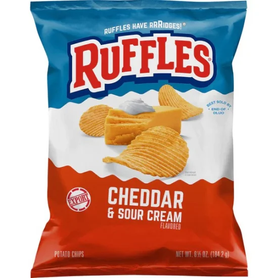 Ruffles Cheddar And Sour Cream Flavored Potato Chips 65 Oz 184g 4094